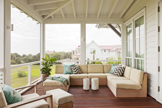 Brian Hall also built this teak porch sectional.