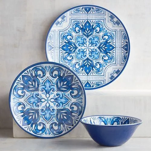 Mykonos Tile Melamine Dinner Plates