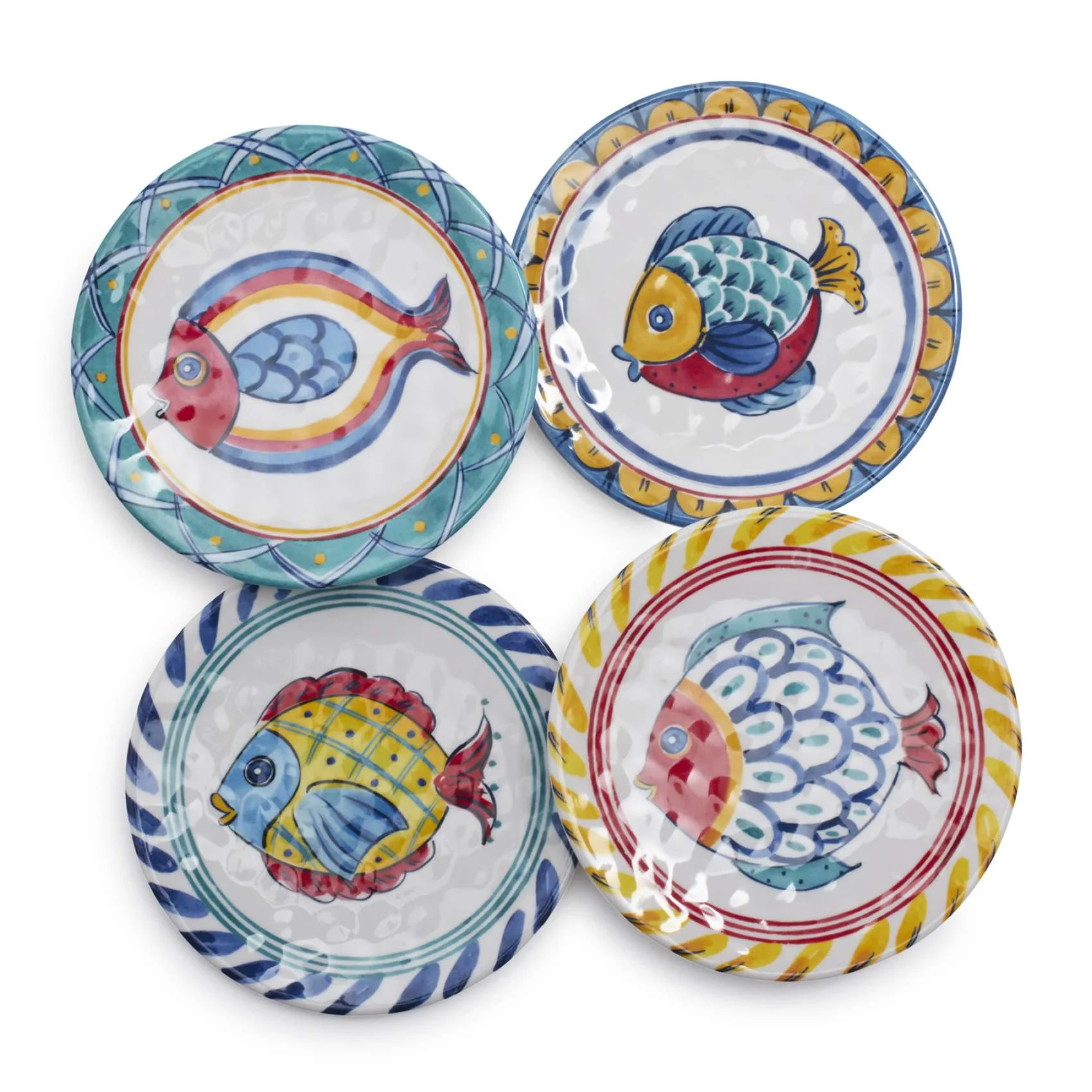 Positano Fish Melamine Appetizer Plates