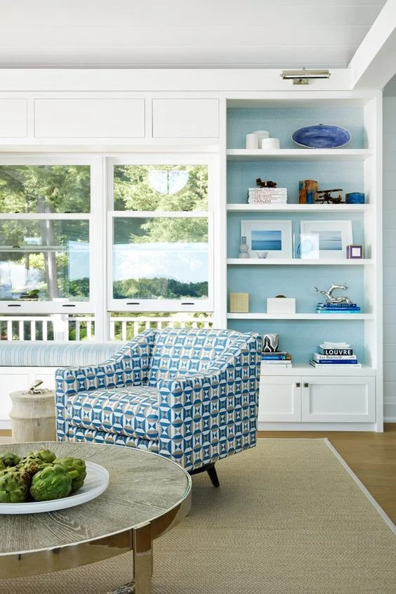 Chair Upholstery by Vanderhurd , Y & Co., Grasscloth by Philip Jeffries, Crown Wallpaper & Fabrics, Coffee Table by Scenario Home, Picture Light by Circa Lighting , Elite, Arm Chair by Anne Hepfer Designs. Arm Chair Fabric by Lee Jofa, Kravet Canada .
