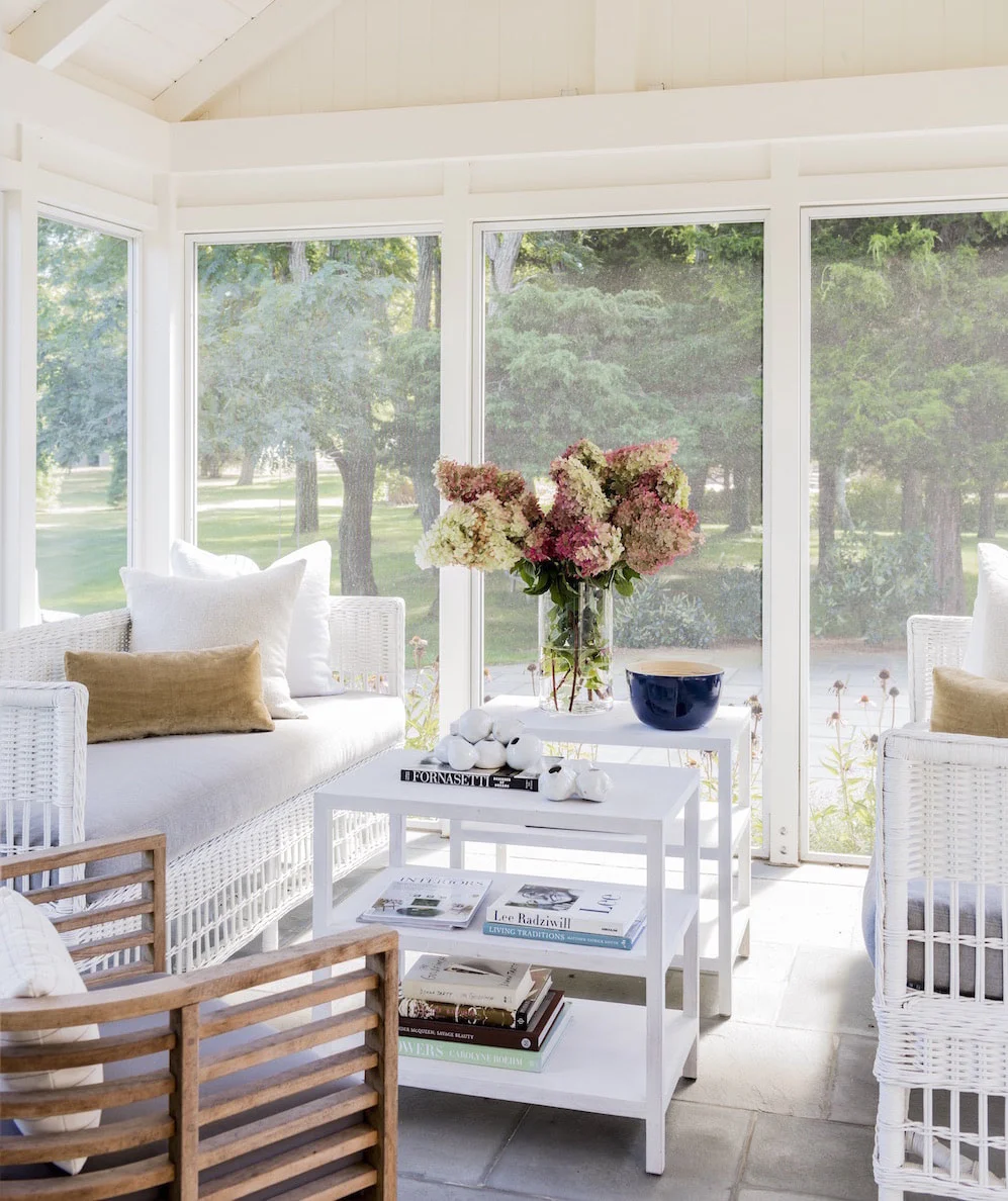 Something so Pretty about a White Porch…and to make this Porch even Prettier are the Comfy Pillows and a Bouquet of Lilacs :)