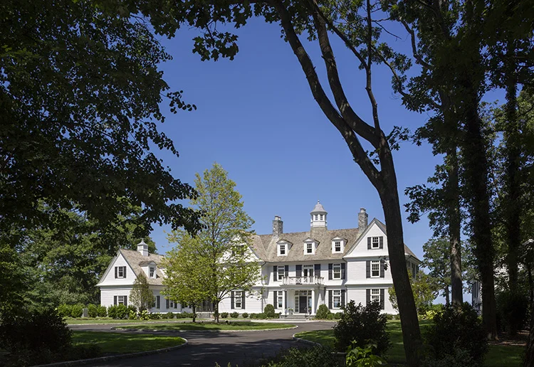 James Smiros, of Smiros & Smiros Architects collaborated with Ronal Fentstermacher to design this beautiful classic house with spectacular views of Long Island Sound.