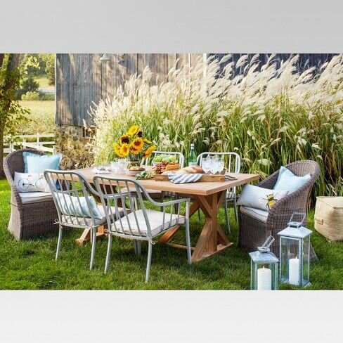 Morie Farmhouse 6 Person Wood Patio Dining Table - Threshold