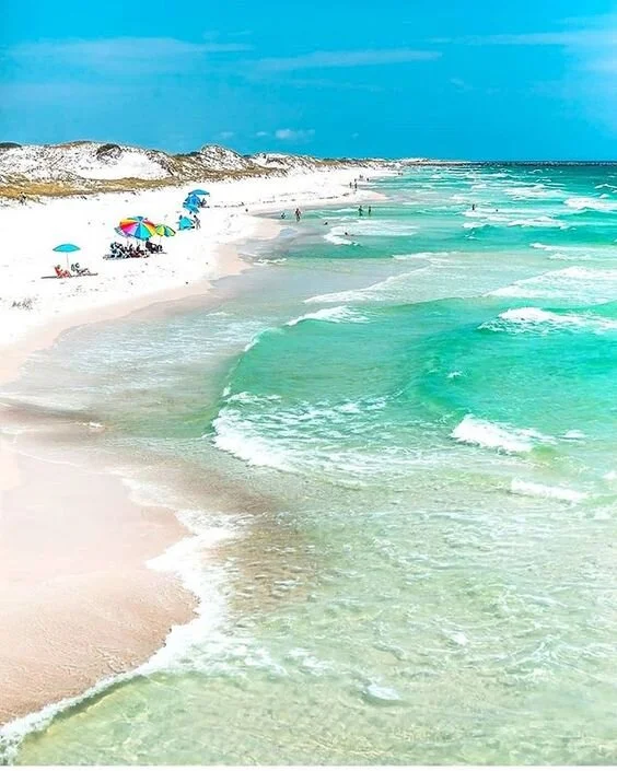 I wish I could tell you who took this photo or where this is? …The white sandy beaches are amazing and the shades of blue in the water is breathtaking! So, beach pretty!