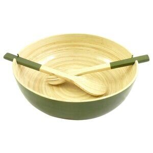 3 Piece Round Bamboo Salad Bowl Set