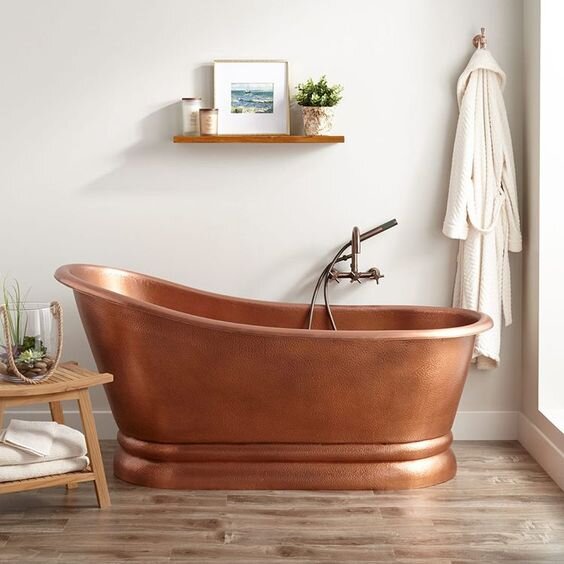 Paige Hammered Copper Double-Slipper Tub