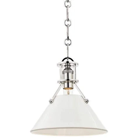 Painted No.2 9 1/2"W Nickel Mini Pendant w/ Off-White Shade