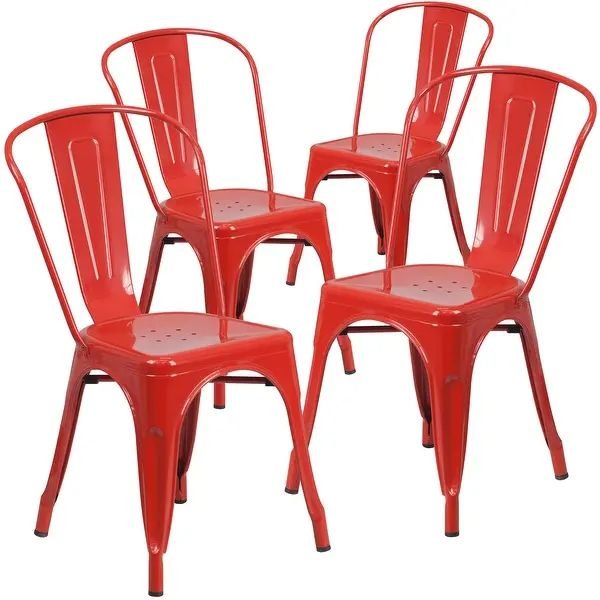 Metal Indoor/Outdoor Stackable Bistro Chair (Set of 4)