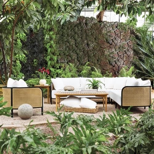 Havana Modern Beige Cushion Wicker Outdoor Living Collection