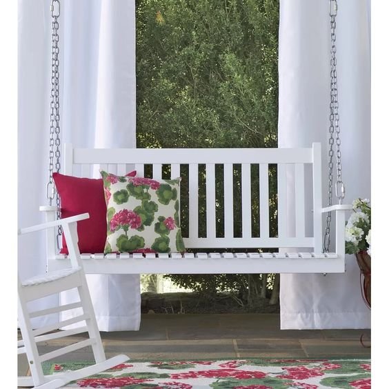2 Person Eucalyptus Solid Wood Porch Swing