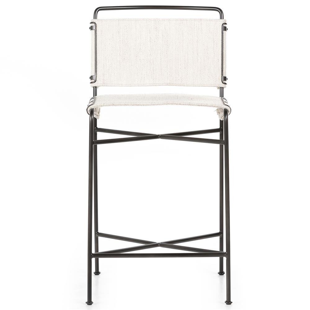 Oxton Industrial Loft Black Iron Frame White Seat Counter Stool