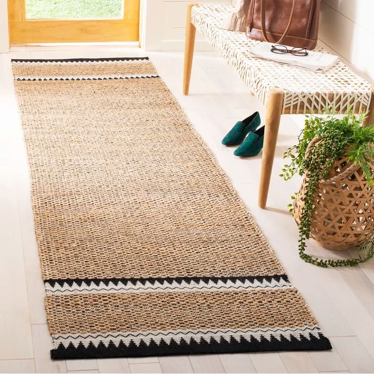 Bynum Striped Handmade Handwoven Area Rug in Natural