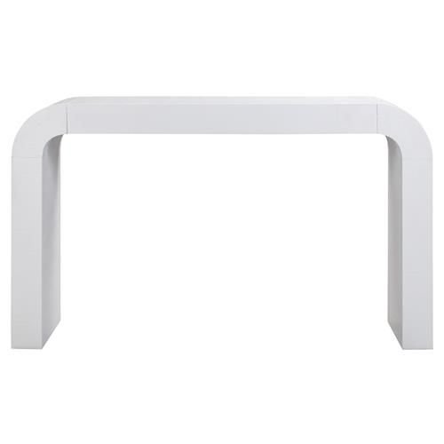 Henry Modern Classic White Acacia Wood Curved Rectangular Console Table