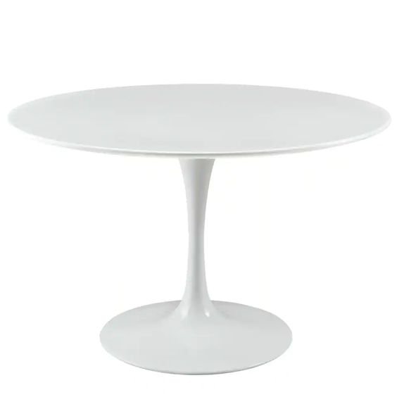 47 in. Lippa in White Round Wood Top Dining Table