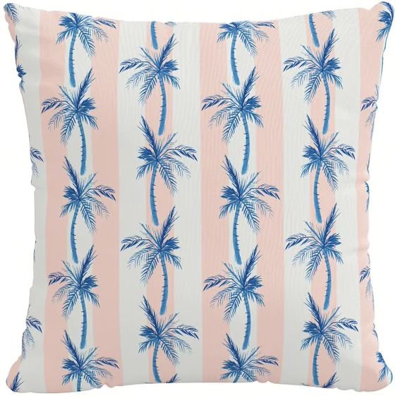 Cabana Stripe Palms Pillow-Cora;