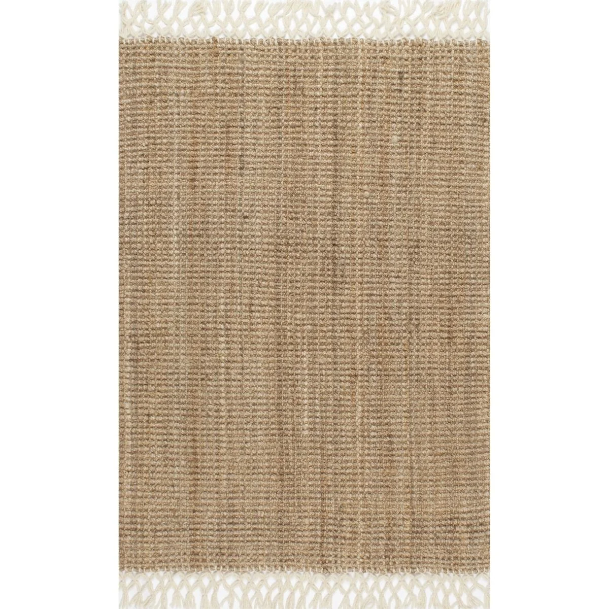 Werts Handmade Tufted Farmhouse Jute Tasseled Brown Rug