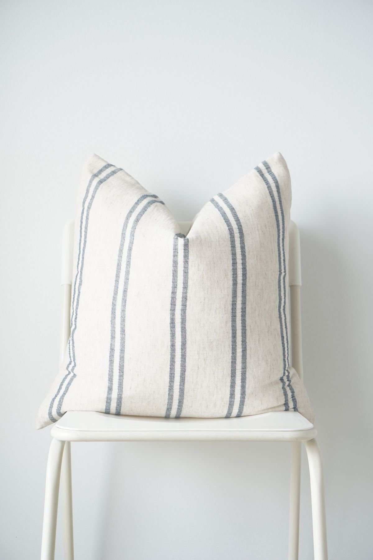 Neutral Hemp striped blue hand woven Pillow Cover