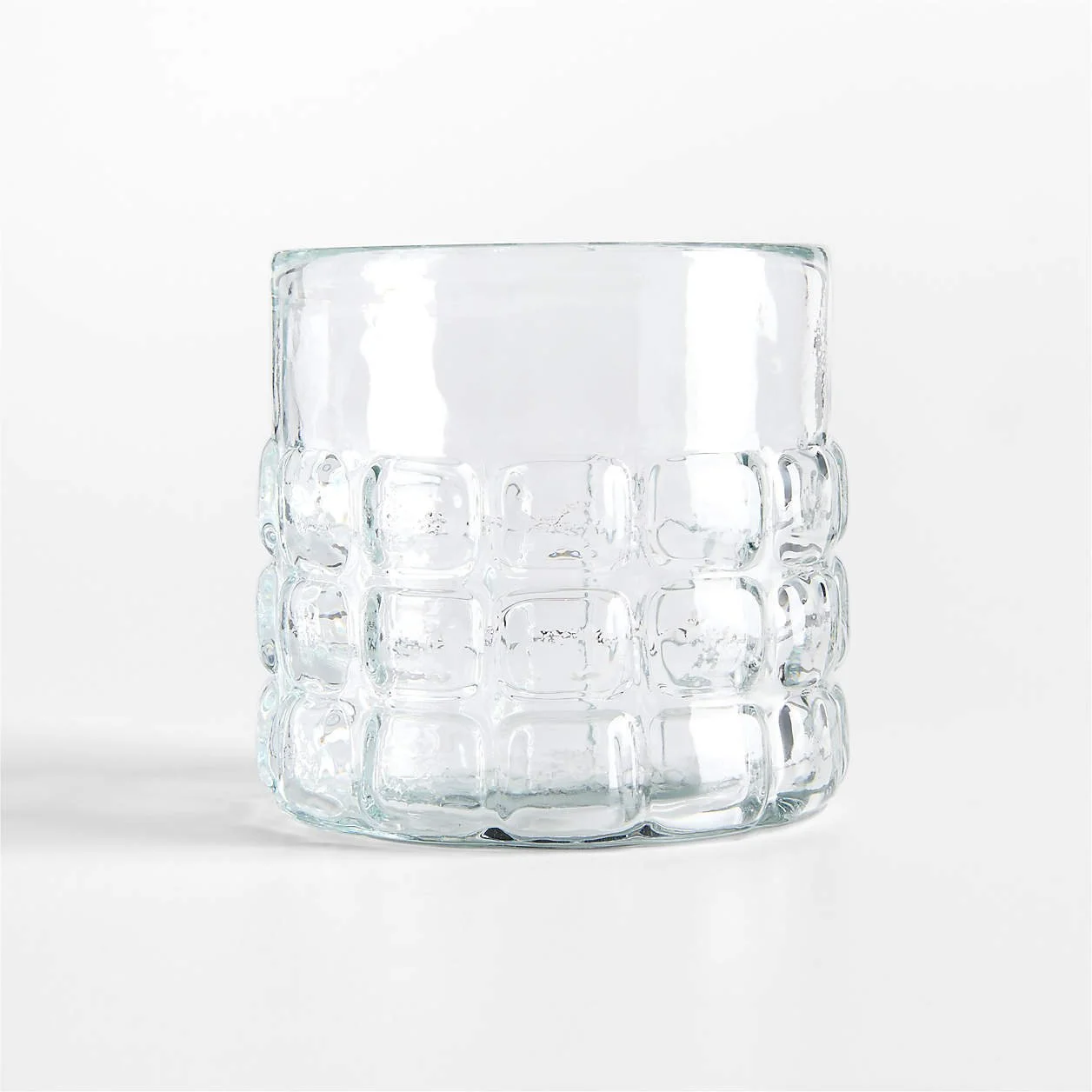 Square Textured Small Glass Hurricane Candle Holder