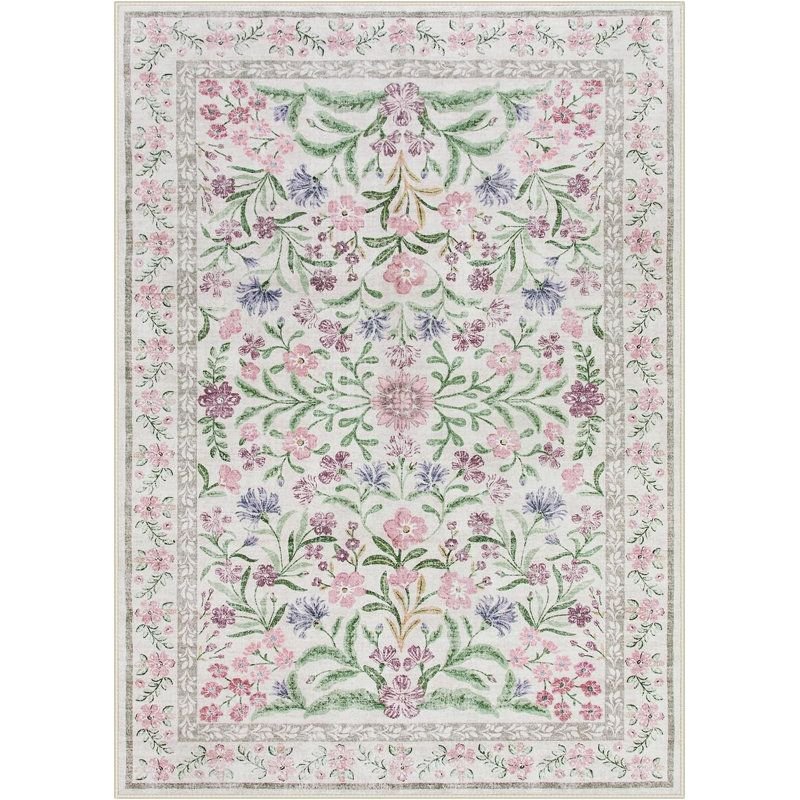 Kaldi Kaldi Oriental Botanical Floral Machine Washable Area Rug