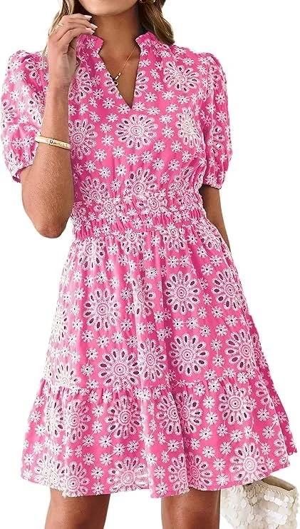 BerryGo Womens Summer Eyelet Mini Dress.jpg