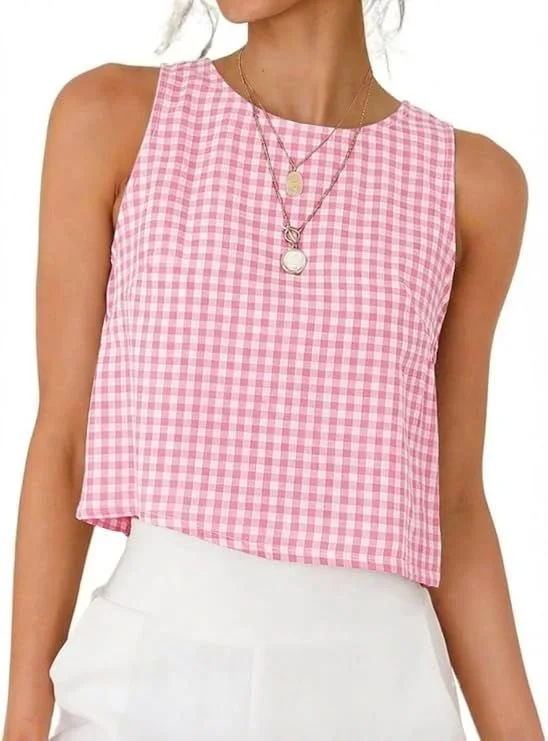 Gingham Tank Top -Pink and White 