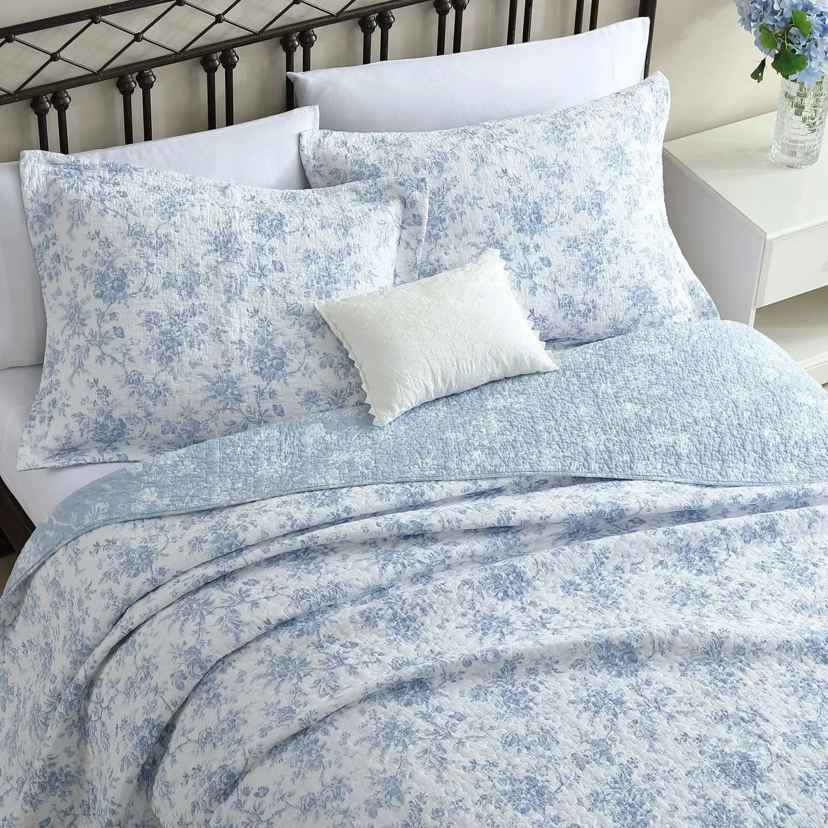 Laura Ashley Walled Garden Cotton Reversible Quilt Set