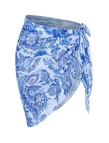 Blue and White Shear Bikini Wrap