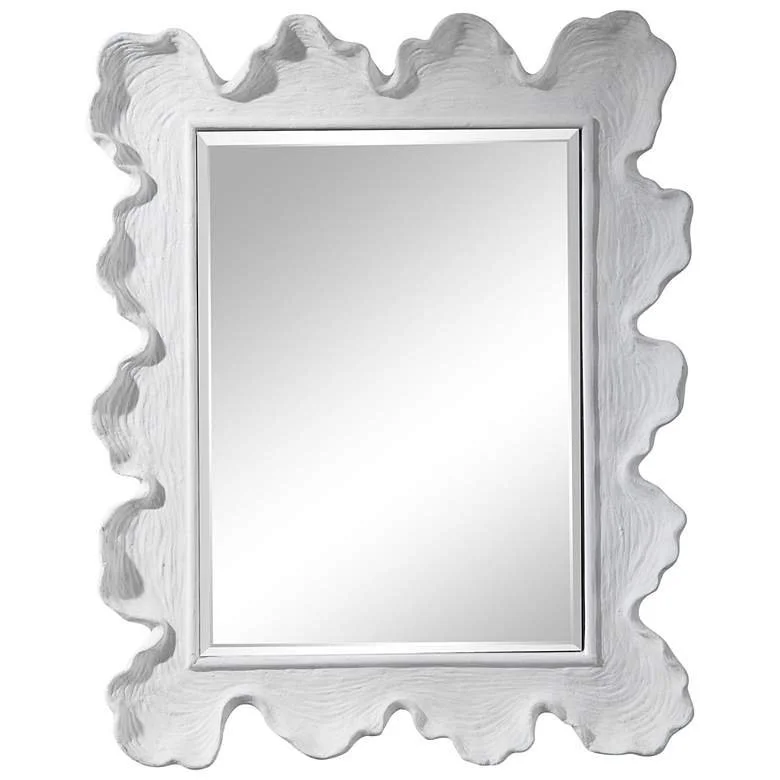 Sea Coral Matte White Mirror