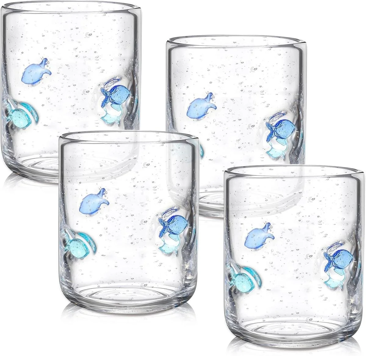 Vesici 4 Pcs Fish Icon Juice Glasses