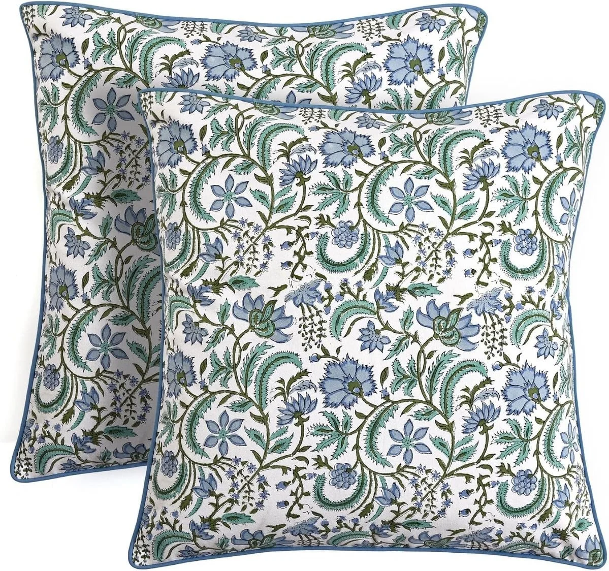 Ridhi Block Print Columbia Blue Pillow Cove
