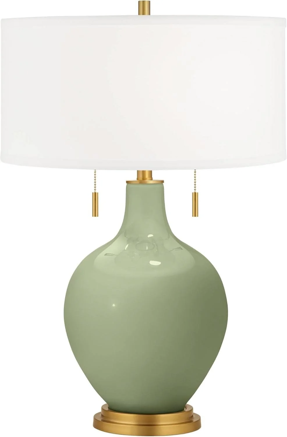 all Modern Glass Table Lamp Pull Chain Majolica Green