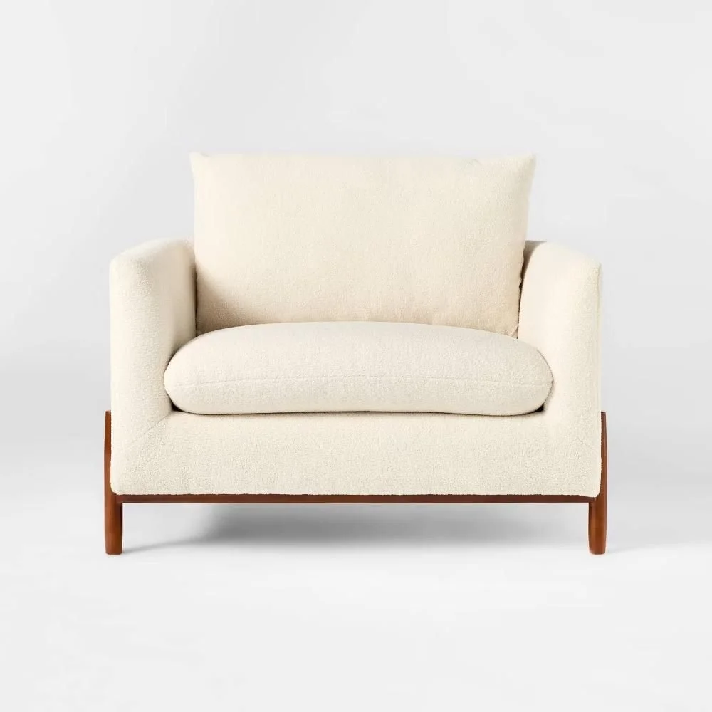 Elroy Oversized Accent Chair Cream Faux Shearling