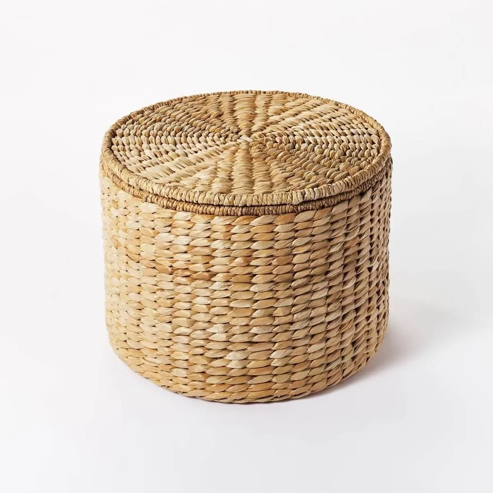 woven storage ottoman natural