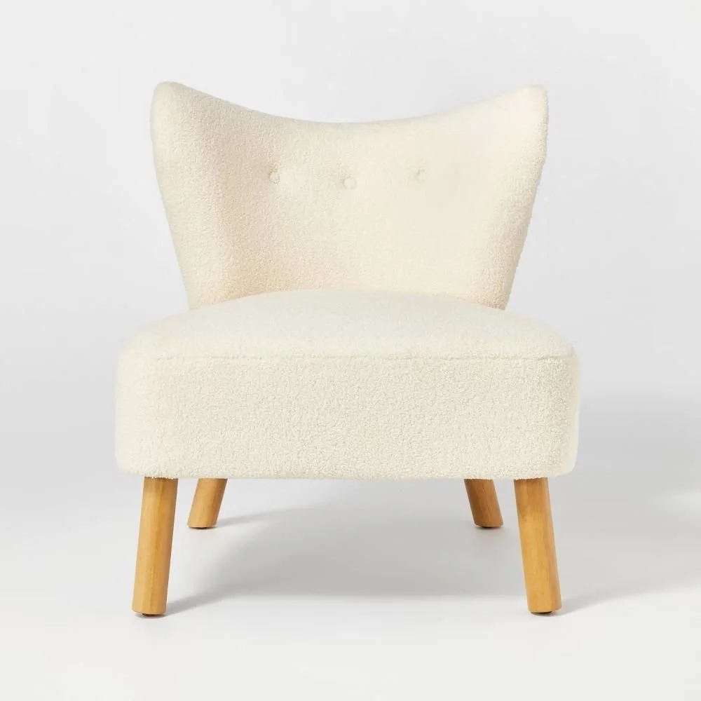 Sculpted Faux Shearling Accent Chair Cream