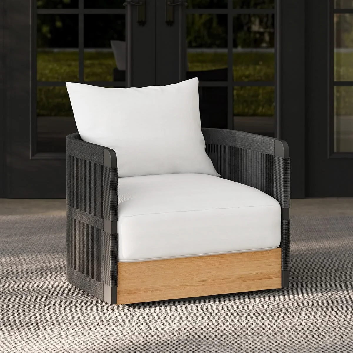 Kielah Woven Rope Outdoor Swivel Chair