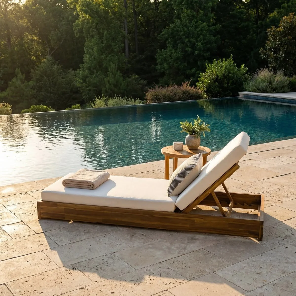 Ahmiah Outdoor Acacia Wood Chaise Lounge , Cushion Included.jpg