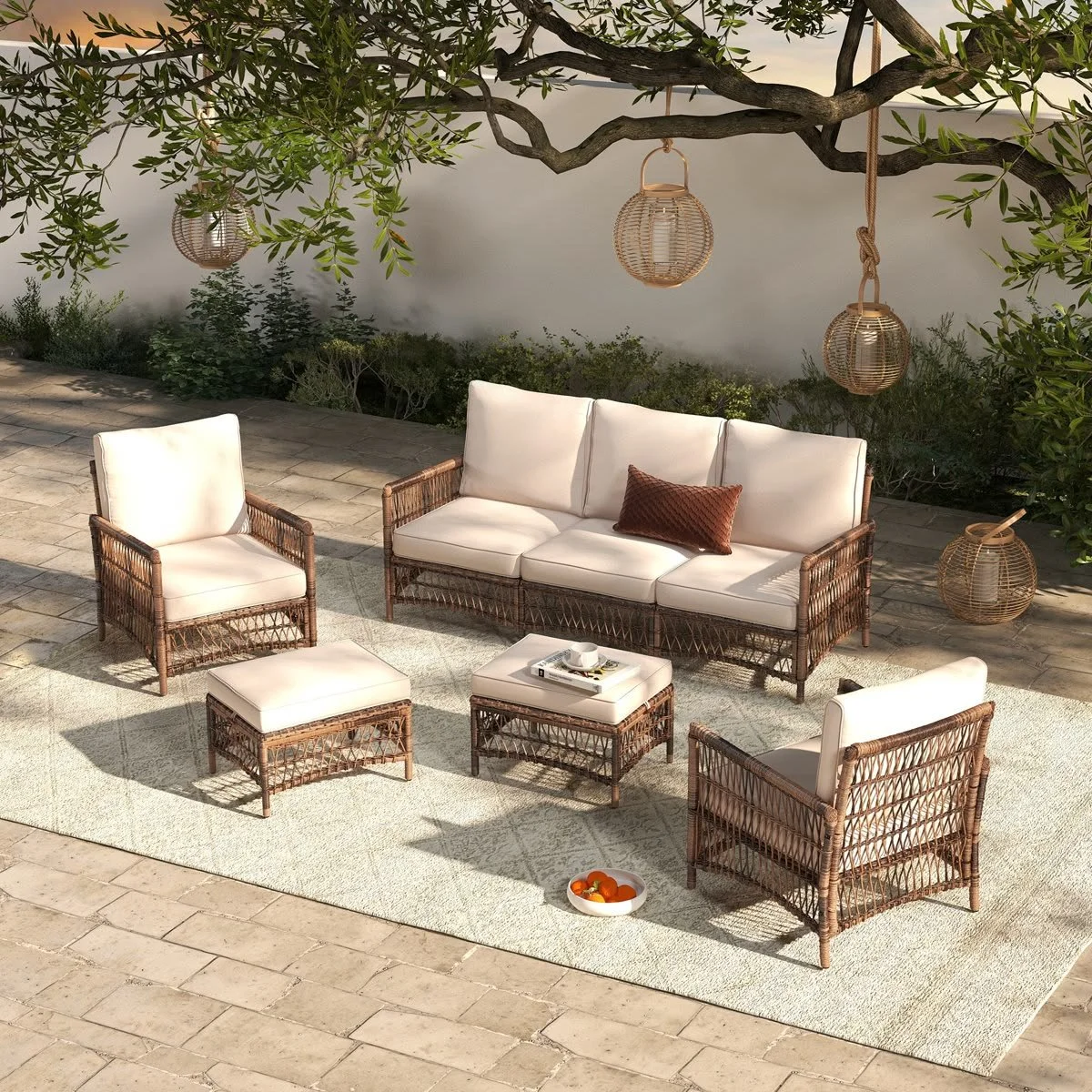 Tuskegee 5 Piece Sofa Seating Group with Cushions