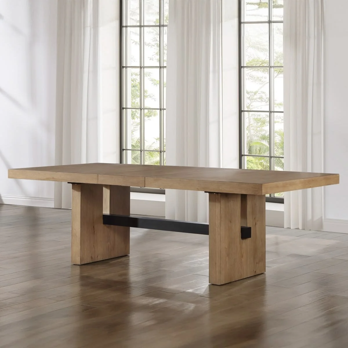 Rickye Extendable Oak Trestle Wood Dining Table.jpg