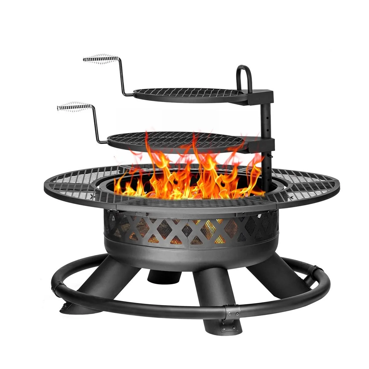47 Inch Large Outdoor Wood Burning Fire Pit with Grill and Lid.jpg