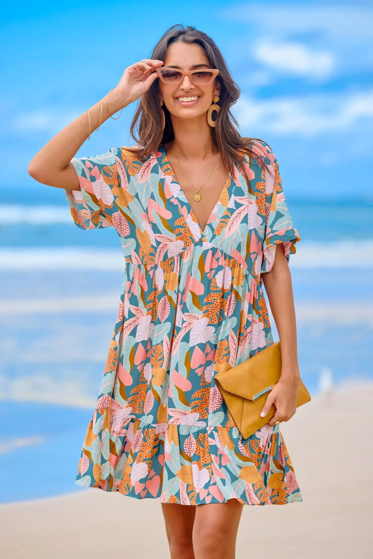 Soft Tropics Short Sleeve Mini Dress.jpg