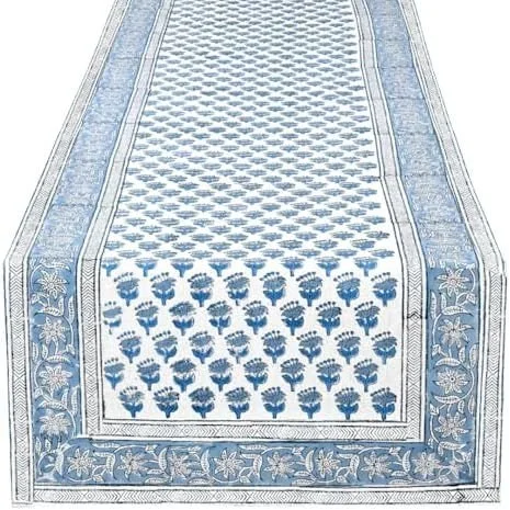 Apatite Blue Block Print Cotton Table Runner.jpg