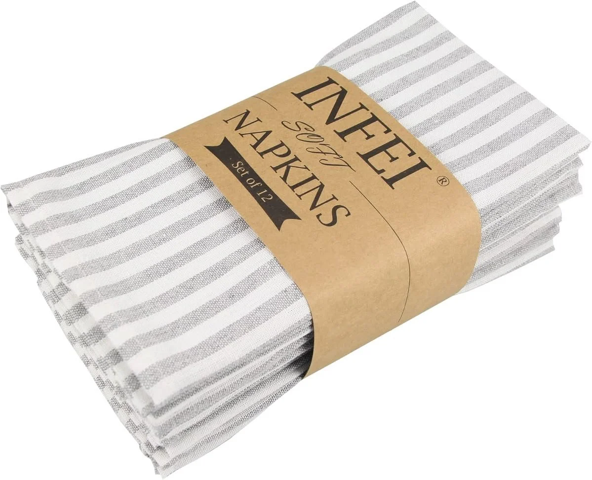 INFEI Plain Stripe Cotton Linen Blend Dinner Napkin.jpg
