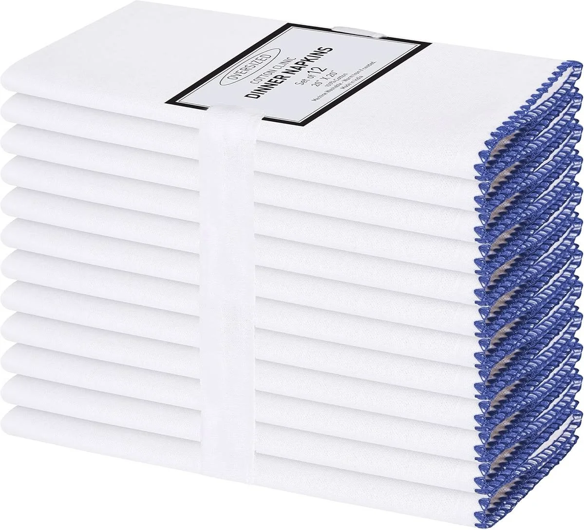Cotton Clinic Cloth Napkins with Blue Trim.jpg