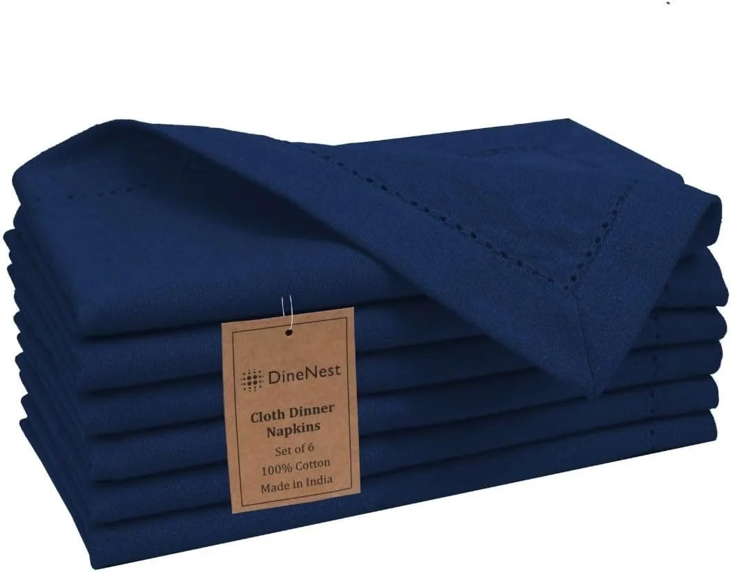 Dinenest Hemstich Cloth Dinner Napkins Navy Blue.jpg