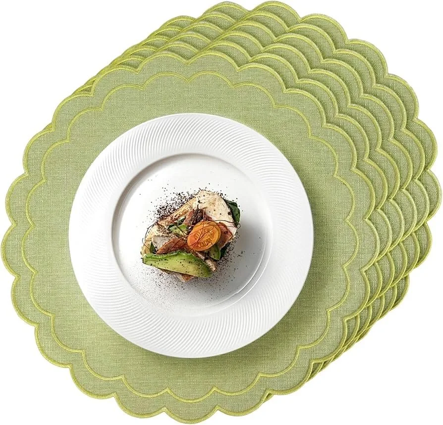 Set of 6 Cotton Linen Placemats-Green.jpg