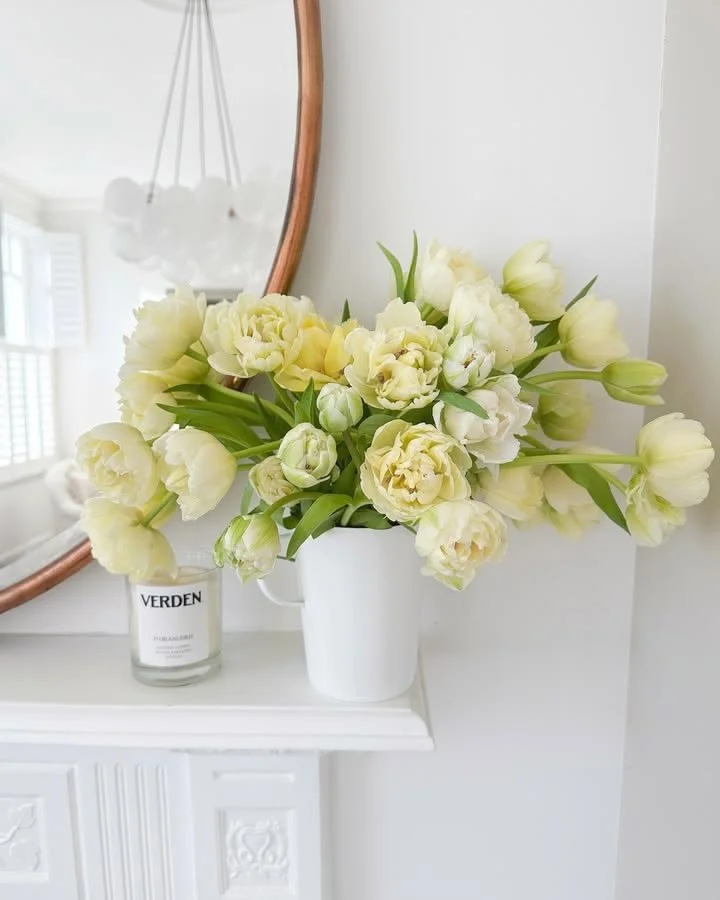 Elegant White Tulips Styled for Coastal Home Decor