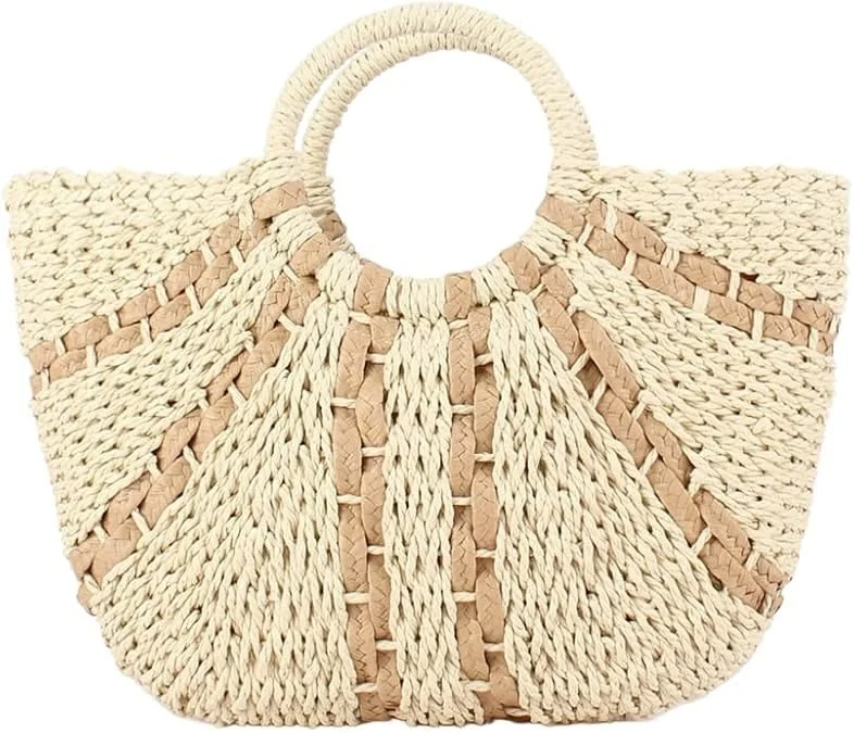Hand-woven Straw Large Bag Round Handle Ring Tote.jpg