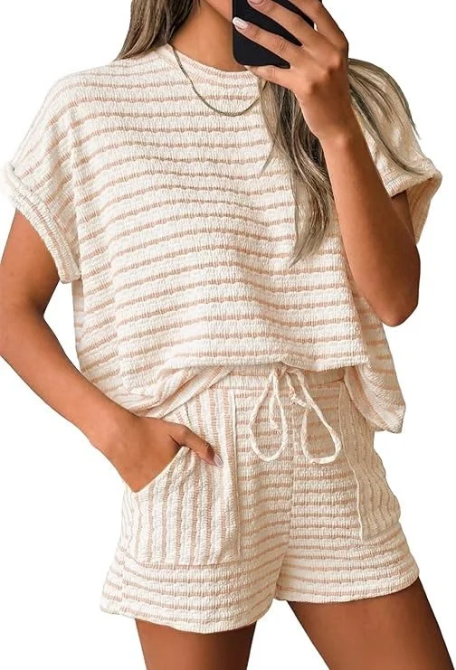 Tankaneo Womens Striped Summer 2 Piece Short Sets.jpg