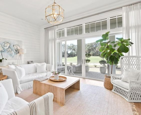 30 Modern Farmhouse Decor Ideas for Cozy, Updated Charm - Textured Living Room Renovation For A Sleek, Contemporary And Modern Style With A Coastal Twist