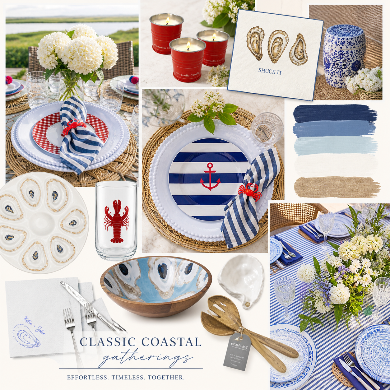 Classic Coastal Gatherings-Effortless, Timeless Times Together made beautiful with beautiful tablescapes.
